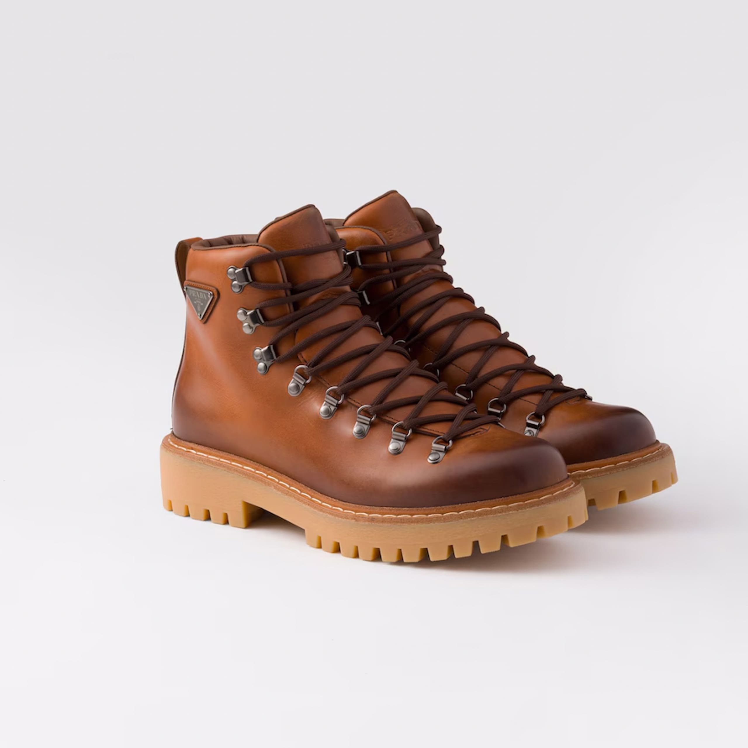 PRADA LACED LEATHER BOOTIES