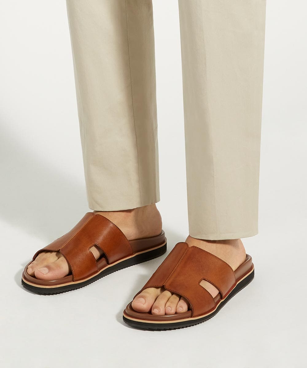 Dune Insight Sandals in Tan Leather