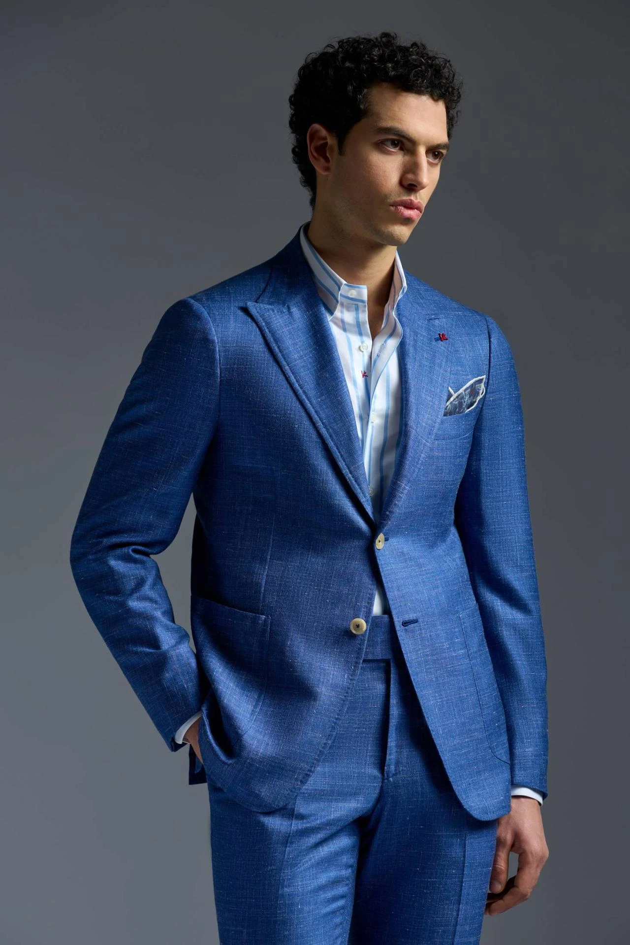 ISAIA Blue Capri Peak Lapel