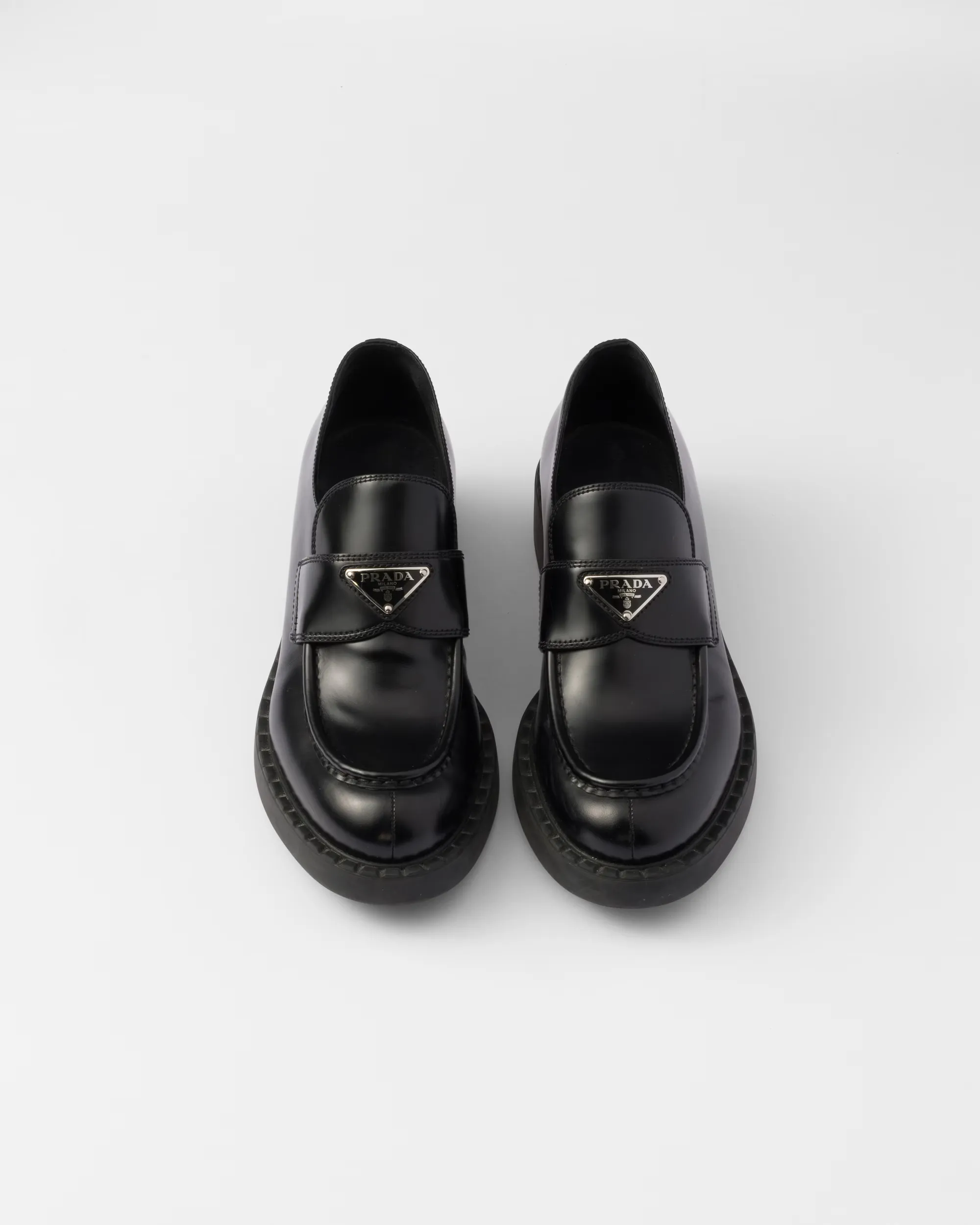 Prada Chocolate brushed leather loafers