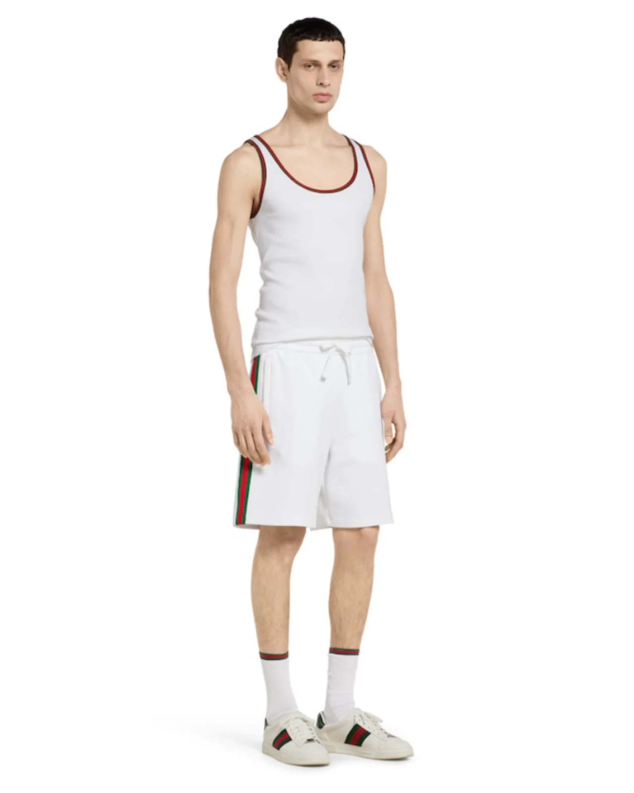 GUCCI Rib cotton tank top with Web