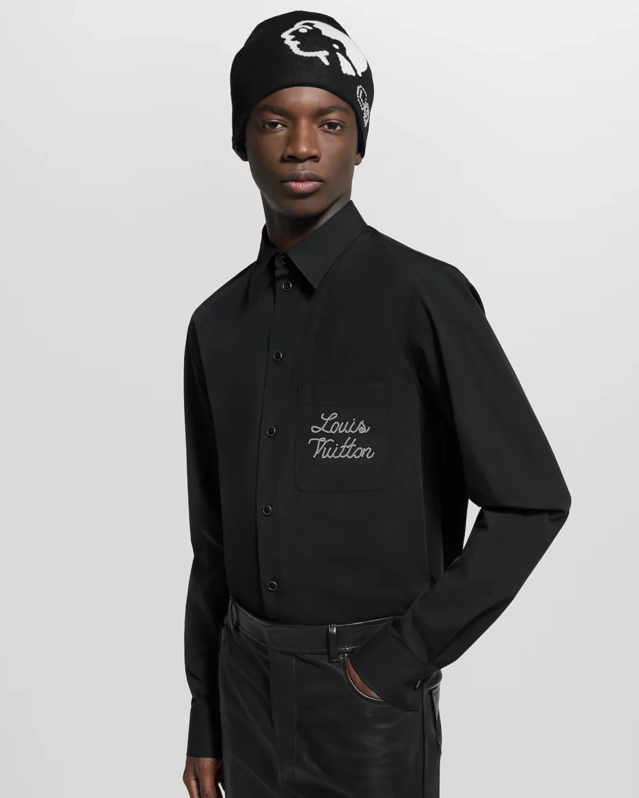 LOUIS VUITTON Embroidered Signature Long-Sleeved Shirt