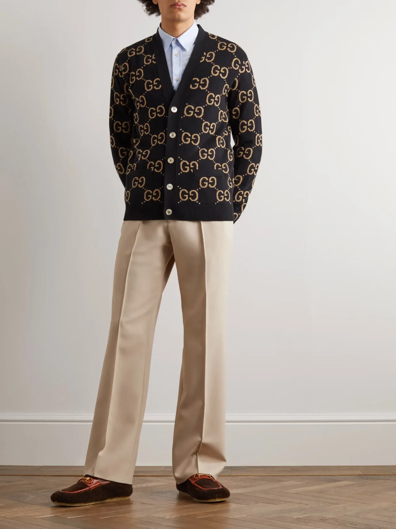 Gucci Monogrammed Wool-Jacquard Cardigan