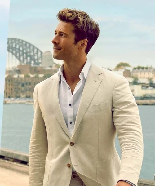 Glen Powell’s Sharp Executive Taper (Anyone But You, 2023)